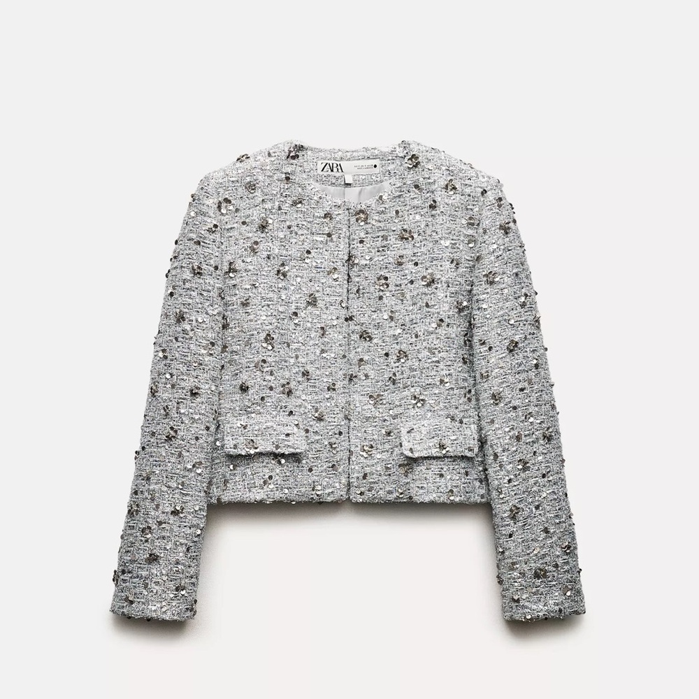 Zara Sequin Silver Jacket